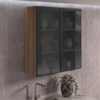 Armario Aereo 2 Portas Vidro MDF 80X90 cm Kali 119848 Carvalho TOQ Nicioli