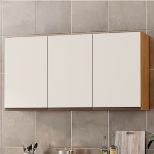 Armario Aereo 3 Portas 118 cm Suecia Cedro Areia RUDK