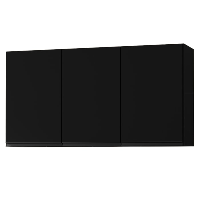 Armario Aereo 3 Portas 118 cm Suecia Preto RUDK