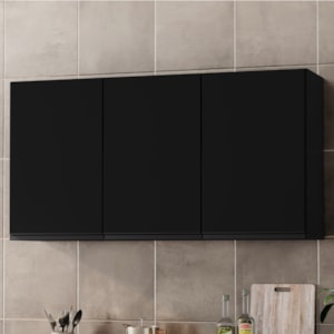 Armario Aereo 3 Portas 118 cm Suecia Preto RUDK