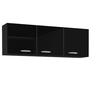 Armario Aereo 3 Portas 120 cm 843 Preto POQQ Armario Aereo 3 Portas 120 cm 843 Preto POQQ