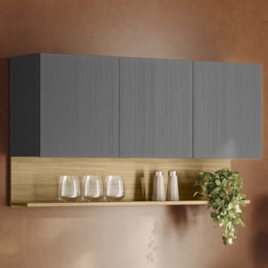 Armario Aereo 3 Portas 120 cm Line Gris Cp Freijo KTP
