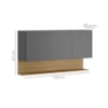 Armario Aereo 3 Portas 120 cm Line Gris Cp Freijo KTP
