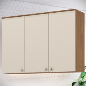 Armario Aereo 3 Portas 120 cm MDP Requinte C636 Nature Areia Henn