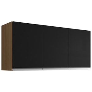 Armario Aereo 3 Portas 120cm Andreia Amendoa Preto REAJL Moveis