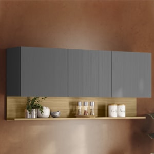 Armario Aereo 3 Portas 150 cm Line Gris Cp Freijo KTP