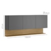 Armario Aereo 3 Portas 150 cm Line Gris Cp Freijo KTP
