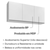 Armario Aereo 3 Portas BP 120 cm Valentia Branco Eratto Moveis