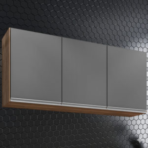 Armario Aereo 3 Portas BP Valentina 120 cm Freijo Grafite Eratto Moveis