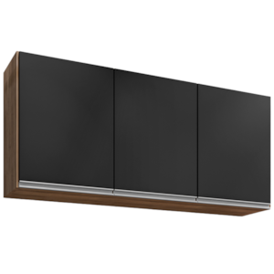 Armario Aereo 3 Portas BP Valentina 120 cm Freijo Preto Eratto Moveis