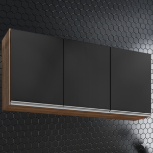 Armario Aereo 3 Portas BP Valentina 120 cm Freijo Preto Eratto Moveis