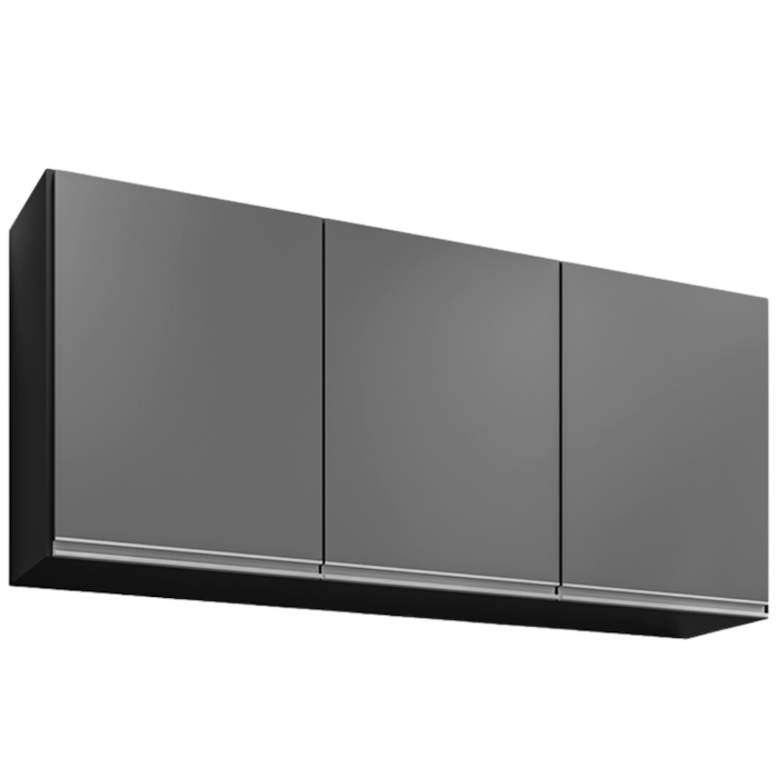Armario Aereo 3 Portas BP Valentina 120 cm Preto Grafite Eratto Moveis