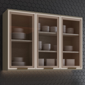 Armario Aereo 3 Portas Vidro MDF 120 cm Connect C80 Duna Cristal Henn