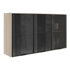 Armario Aereo 3 Portas Vidro MDF 120 cm Kali 1219712 Bianco TOQ Nicioli