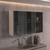 Armario Aereo 3 Portas Vidro MDF 120 cm Kali 1219712 Bianco TOQ Nicioli