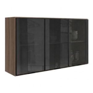 Armario Aereo 3 Portas Vidro MDF 120 cm Kali 1219712 Carvalho TOQ Nicioli