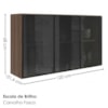 Armario Aereo 3 Portas Vidro MDF 120 cm Kali 1219712 Carvalho TOQ Nicioli
