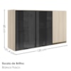 Armario Aereo 3 Portas Vidro MDF 120 cm Kali 1219717 Nicioli Bianco Toq