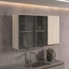 Armario Aereo 3 Portas Vidro MDF 120 cm Kali 1219717 Nicioli Bianco Toq