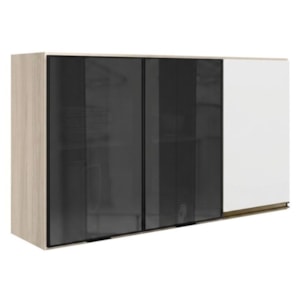 Armario Aereo 3 Portas Vidro MDF 120 cm Kali 1219717 Nicioli Bianco Toq Branco