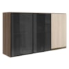 Armario Aereo 3 Portas Vidro MDF 120 cm Kali 1219717 Nicioli Carvalho Toq Bianco
