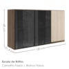 Armario Aereo 3 Portas Vidro MDF 120 cm Kali 1219717 Nicioli Carvalho Toq Bianco