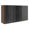 Armario Aereo 3 Portas Vidro MDF 120 cm Kali 1219717 Nicioli Carvalho Toq Chumbo