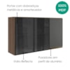 Armario Aereo 3 Portas Vidro MDF 120 cm Kali 1219717 Nicioli Carvalho Toq Chumbo