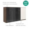 Armario Aereo 3 Portas Vidro MDF 120 cm Kali 1219717 Nicioli Carvalho Toq Off White