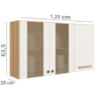 Armario Aereo 3 PT 120 cm 16982 Freijo Off White Cristal Nicioli