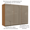 Armario Aereo 3P Vidro 120 cm MDP Maxxi G767 Canela Kappesberg