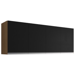 Armario Aereo 4 Portas 150cm Andreia Amendoa Preto REAJL Moveis