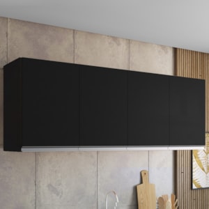 Armario Aereo 4 Portas 150cm Andreia Preto REAJL Moveis