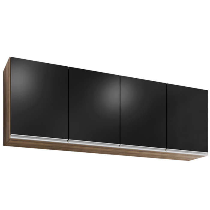 Armario Aereo 4 Portas BP Lavinia 160 cm Freijo Preto Eratto Moveis