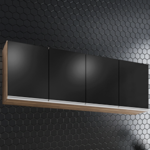 Armario Aereo 4 Portas BP Lavinia 160 cm Freijo Preto Eratto Moveis