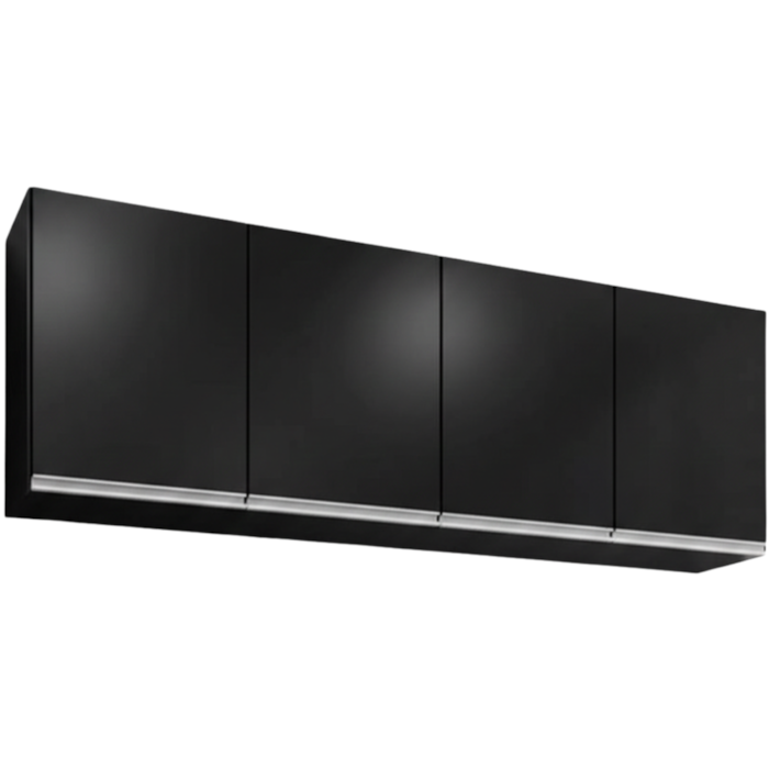 Armario Aereo 4 Portas BP Lavinia 160 cm Preto Eratto Moveis
