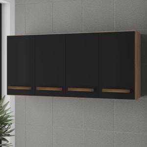 Armario Aereo 4P 120 cm Mara Savana Preto Mobbs