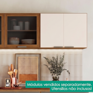 Armario Aereo 80 cm 2 Portas Etna Carvalho Oak Off White POLIMAN
