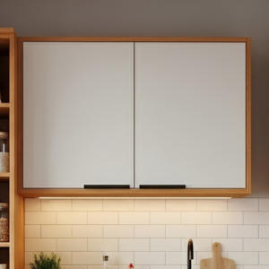 Armario Aereo 80 cm 2 Portas Ravena Freijo Off Acetinado POLIMAN