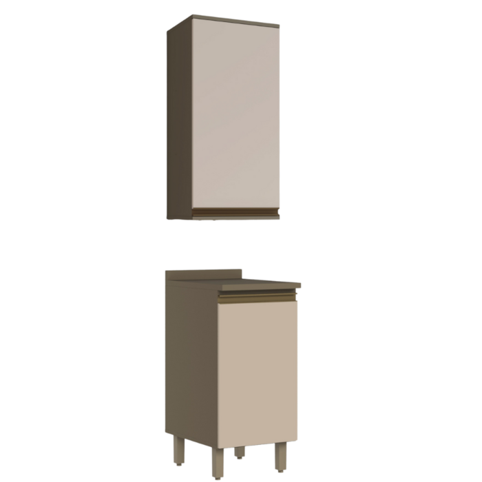 Armário Aéreo Alto e Balcão Com Tampo MDF 40 cm Connect Duna Cristal Henn