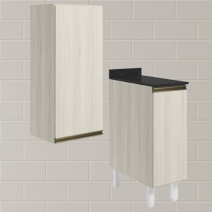 Armario Aereo Balcao 1 Porta 30cm MDF Kali Bianco Toq Bianco Toq Nicioli