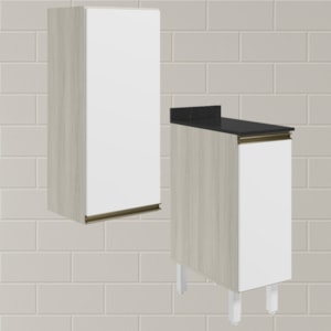 Armario Aereo Balcao 1 Porta 30cm MDF Kali Bianco Toq Branco Uv Nicioli
