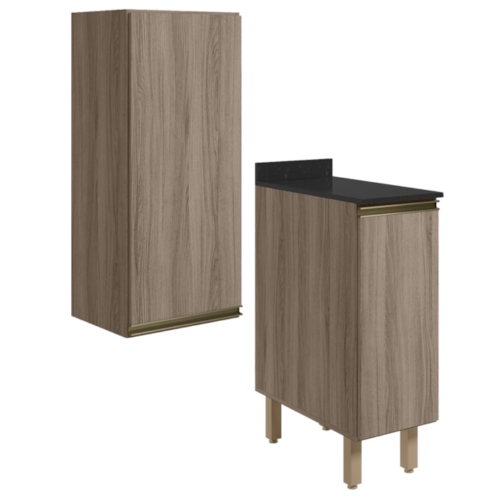 Armario Aereo Balcao 1 Porta 30cm MDF Kali Carvalho Toq Carvalho Toq Nicioli