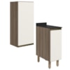 Armario Aereo Balcao 1 Porta 30cm MDF Kali Carvalho Toq Off White Cetim Nicioli