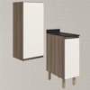 Armario Aereo Balcao 1 Porta 30cm MDF Kali Carvalho Toq Off White Cetim Nicioli