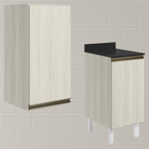 Armario Aereo Balcao 1 Porta 40cm MDF Kali Bianco Toq Bianco Toq Nicioli