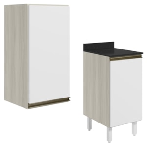 Armario Aereo Balcao 1 Porta 40cm MDF Kali Bianco Toq Branco Uv Nicioli