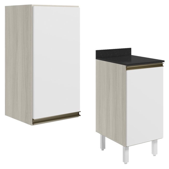 Armario Aereo Balcao 1 Porta 40cm MDF Kali Bianco Toq Branco Uv Nicioli