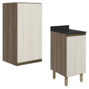 Armario Aereo Balcao 1 Porta 40cm MDF Kali Carvalho Toq Bianco Toq Nicioli