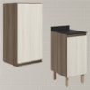 Armario Aereo Balcao 1 Porta 40cm MDF Kali Carvalho Toq Bianco Toq Nicioli